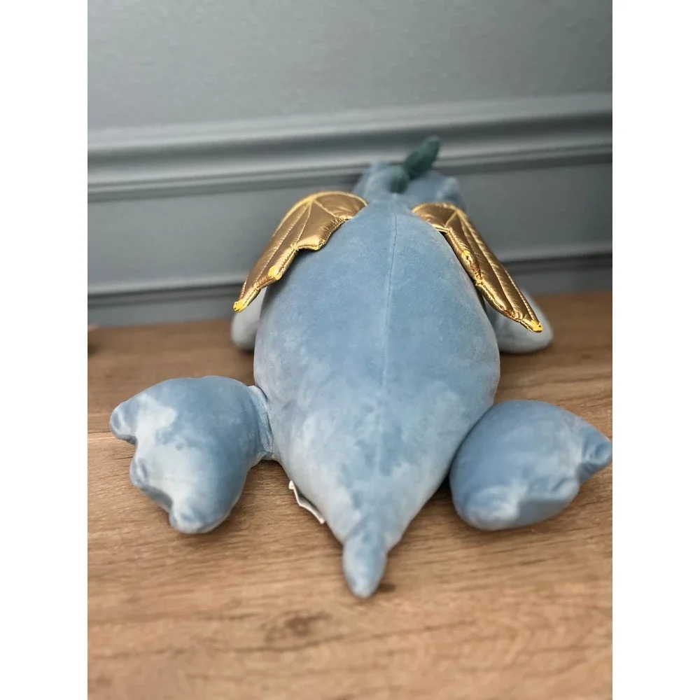 Pillowfort Bergen Blue Dragon Weighted Plush Throw Pillow Gold Wings 24in‎